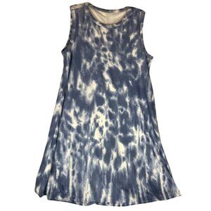 Shein A-Line Tank Dress XL Blue White Tie-Dye Casual Beach Vacation